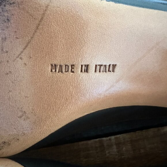 Salvatore Ferragamo Vintage Black Pewter Leather Pointed Toe Pumps Size 8.5 B - Picture 6 of 8